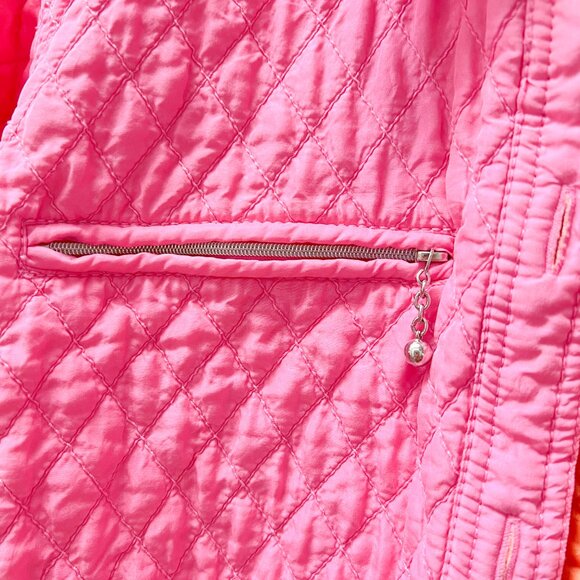 Barbie Pink & Orange Quilted Button Up Silk Jacket Size Women's Medium - Picture 4 of 8